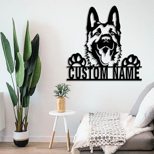 Vista 3 de Figura de pastor alemán personalizada, letrero de metal, decoración de habitación de perro, divertido arte de pared de perro, regalos de pastor