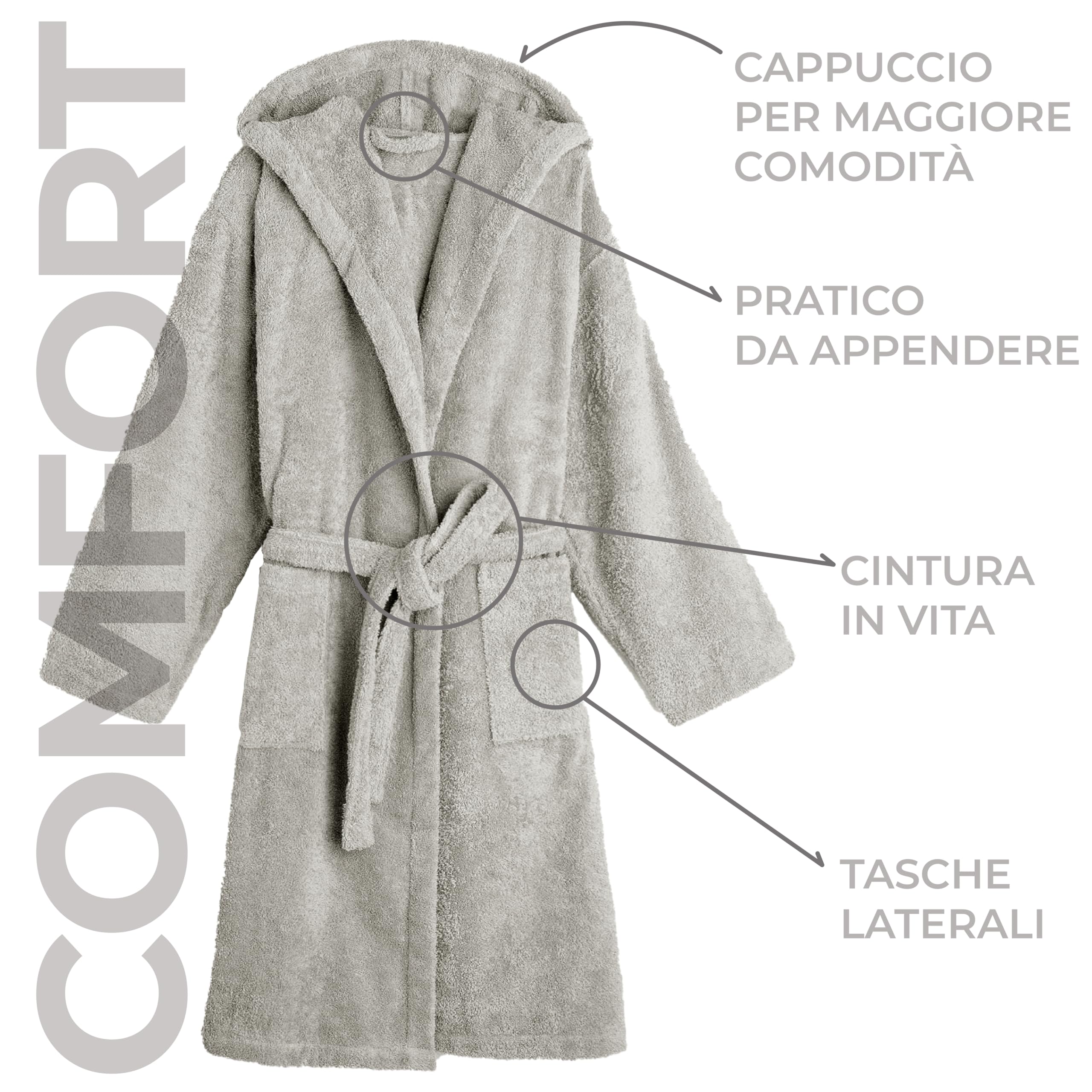 Ruggeri - Accappatoio in Microspugna 100% Cotone di Alta Qualità | Ultra Morbido, Leggero e Super Assorbente | Unisex Adulto
