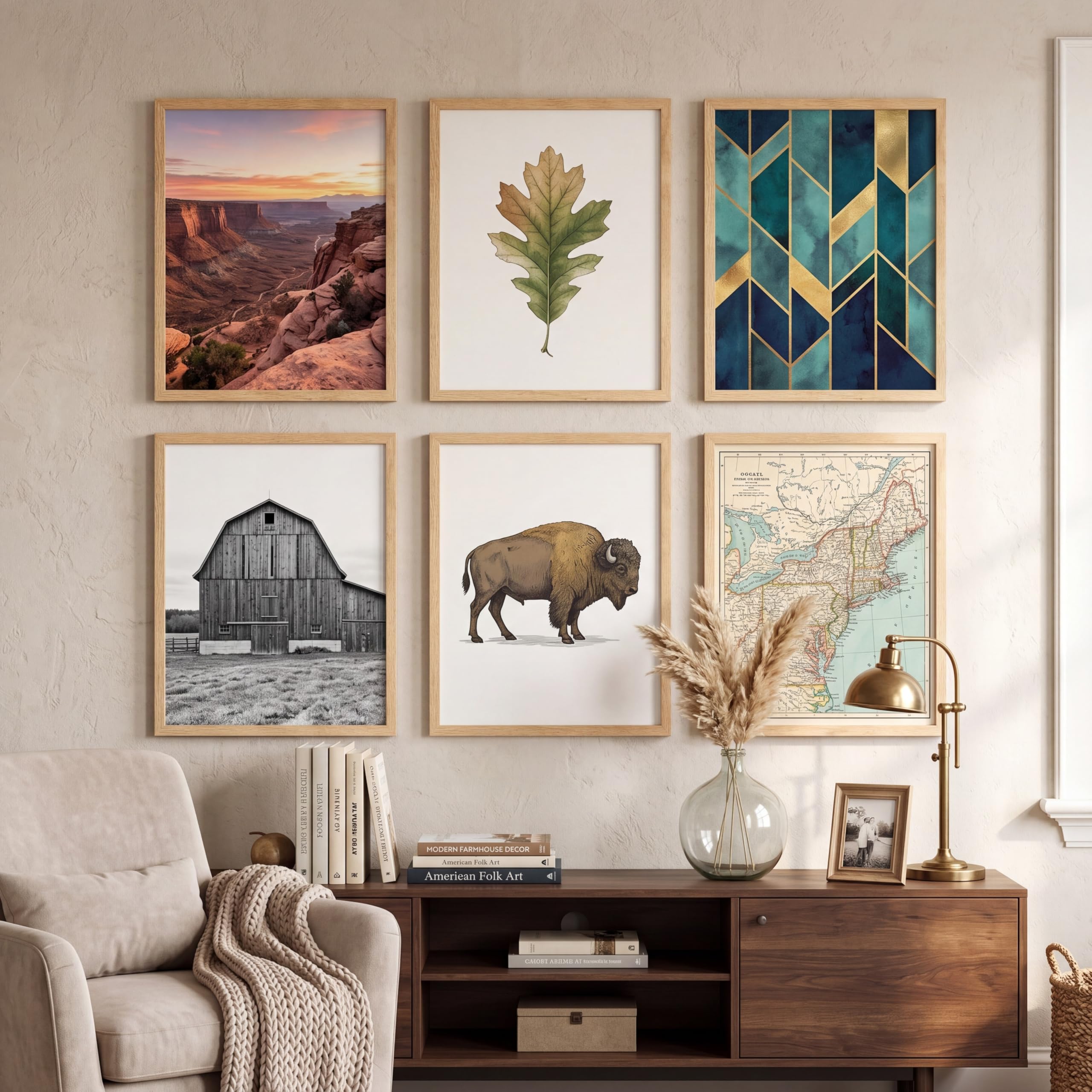 額装品/Brick Painting/アド ラインハート/ポスター/インテリア Amazon.com - Barydat 6 Pack12 x16 Wood Picture Frames Oak Wooden