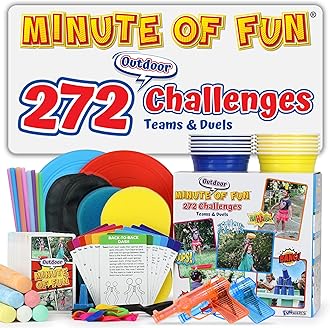 Funwares Original 272 Outdoor Minute of Fun Games - Minute to Win It Family Party & Travel for Kids & Adults, 2-12 Players! Ready to Play Right Out of The Box!