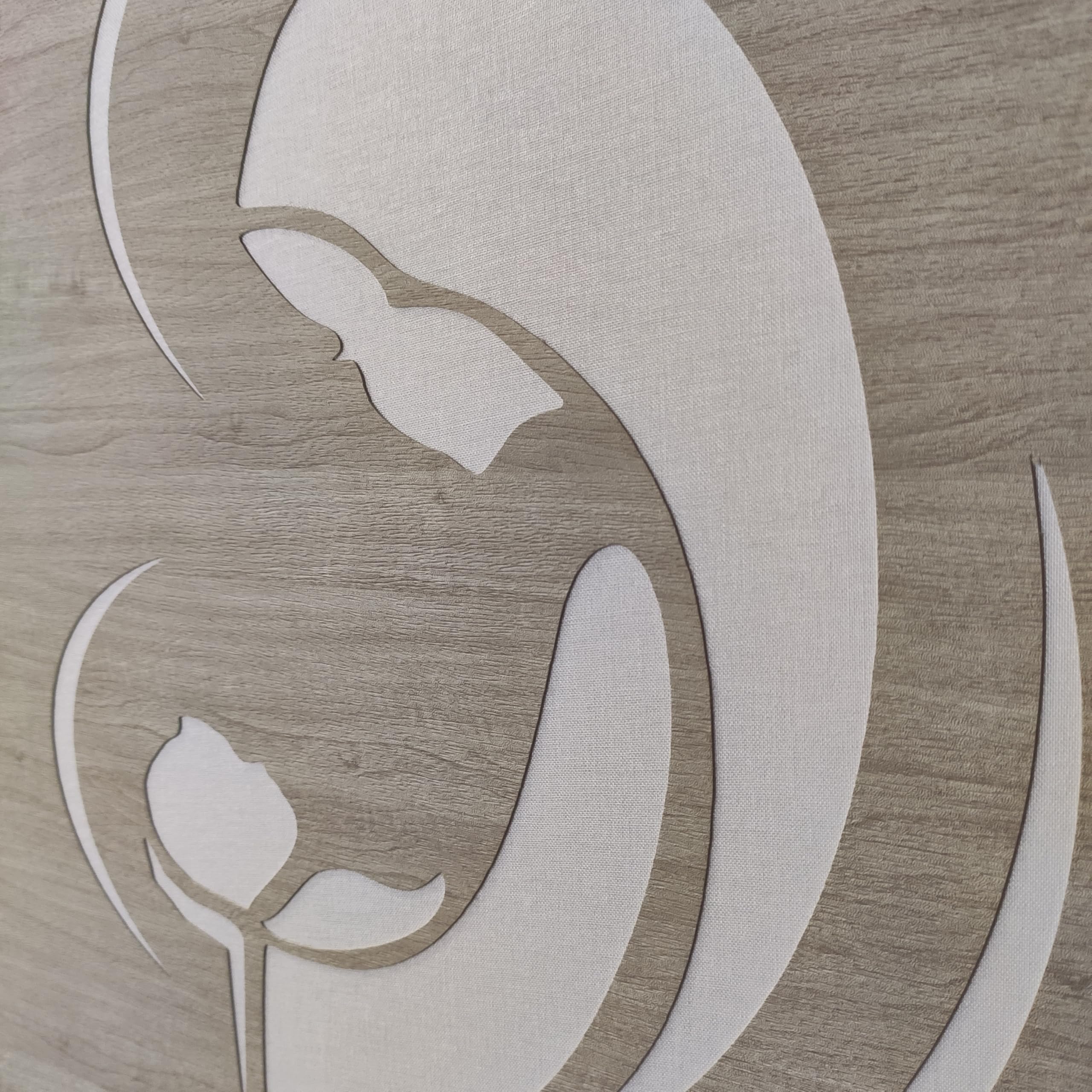 legnoegrafite Quadro sacro capoletto design moderno Madonna con bambino 40 cm in legno rivestimento effetto legno e tela di lino MADE IN ITALY colore personalizzabile