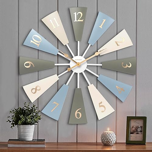 CLXEAST Reloj de pared de 30 pulgadas, decoración de molino de viento de granja, tamaño ajustable de 2426283032 pulgadas, relojes de pared grandes