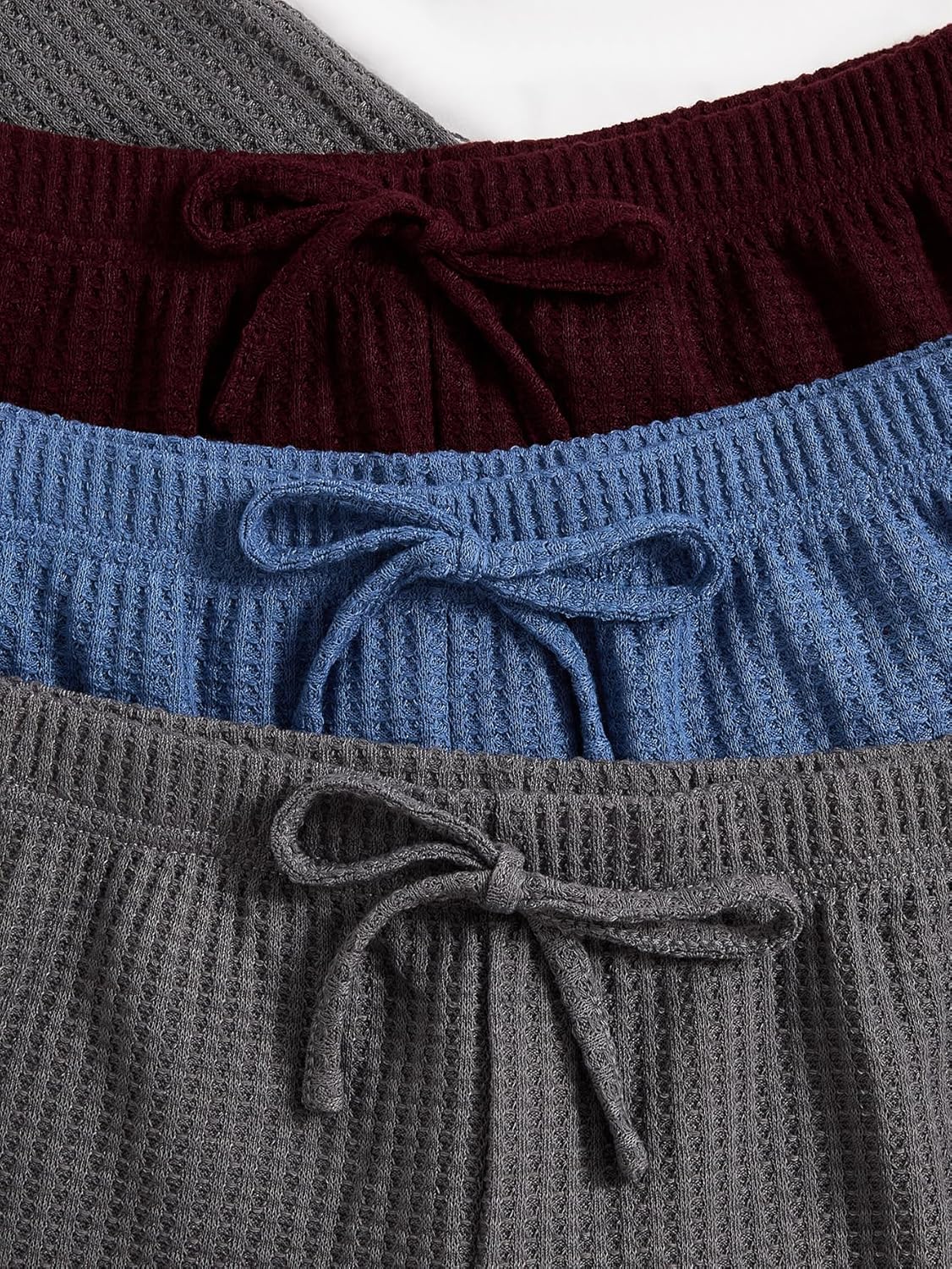 SEGT Women's 3 Sets Waffle Sleeveless Crop Top and Tie Front Shorts Pajamas Lounge Set Soft Breathable Sleepwear - Image 6