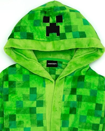 Miniatura 4 de Minecraft Albornoz Pixelated Creeper Gamer Regalo Niños Albornoz