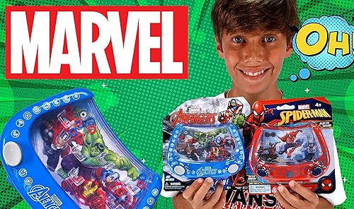 Miniatura 4 de JA-RU Marvel - Juego de agua clásico de mano (2 unidades de estilo surtido) Avengers & Spiderman. Anillo de agua de juguete de arcade solo agrega