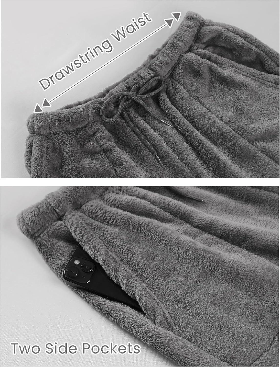 Yeokou Womens Fleece Pajama Pants Fuzzy Lounge Bottoms Warm Fluffy Sleepwear with Pockets - Image 5
