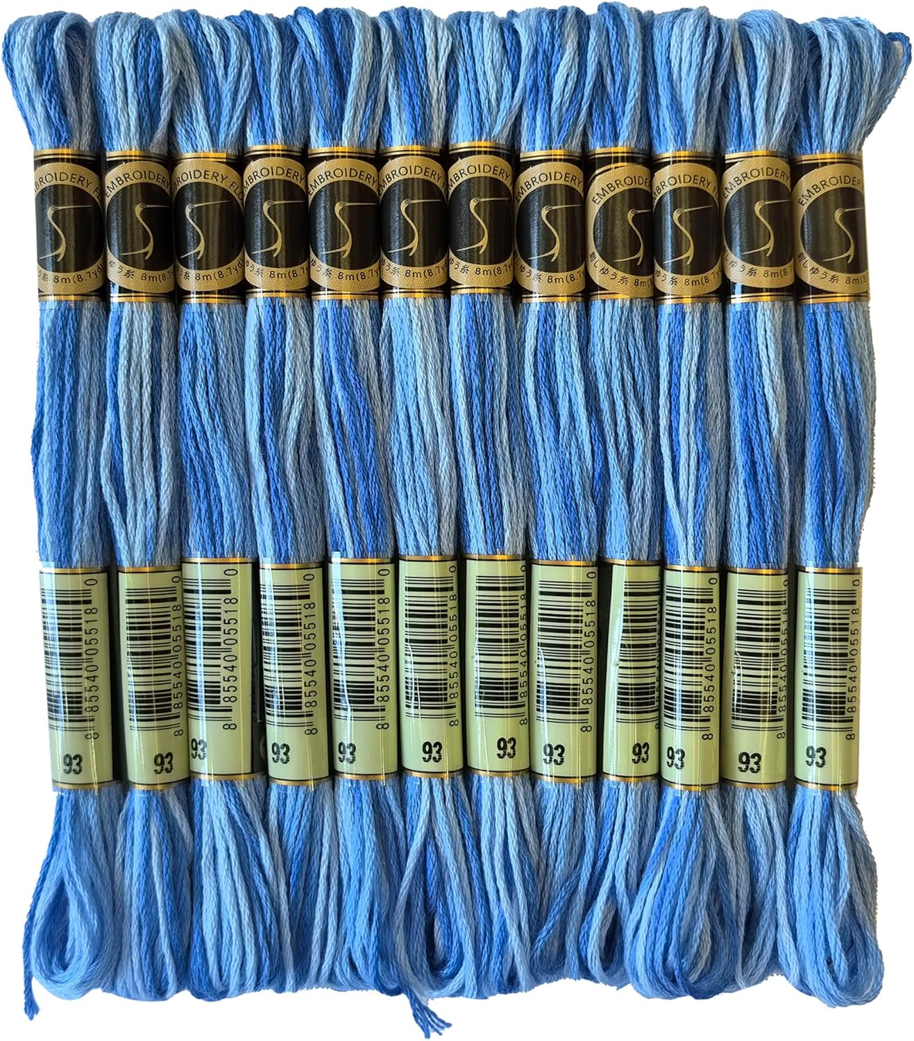 Magical Color Variegated Cross Stitch Thread Color Variations Embroidery Floss Pack, 8.7-Yard, Comflower Blue, Pack of 12 Skeins