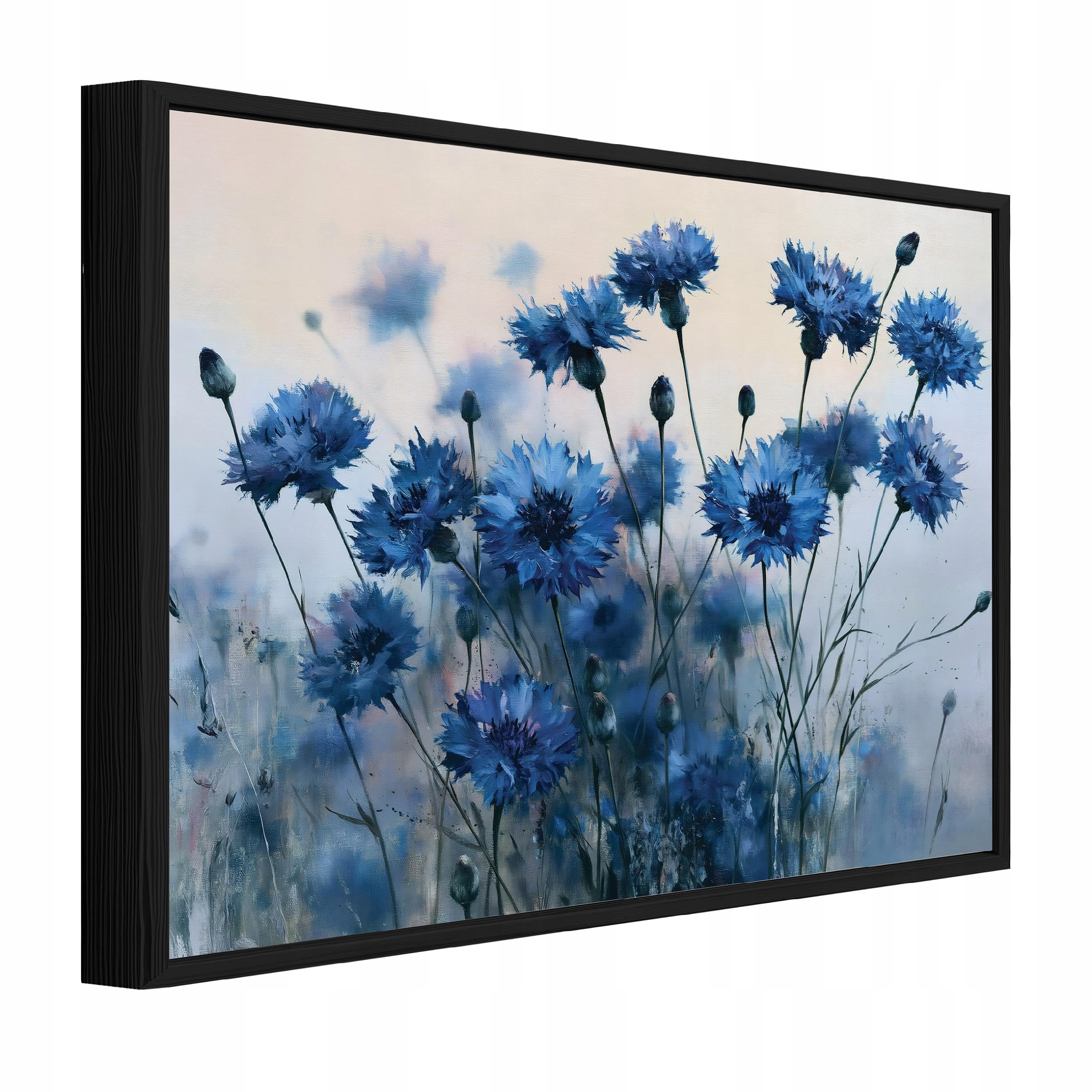 WallArena - Canvas Pictures with Frame Flowers Blue 90 x 60 cm
