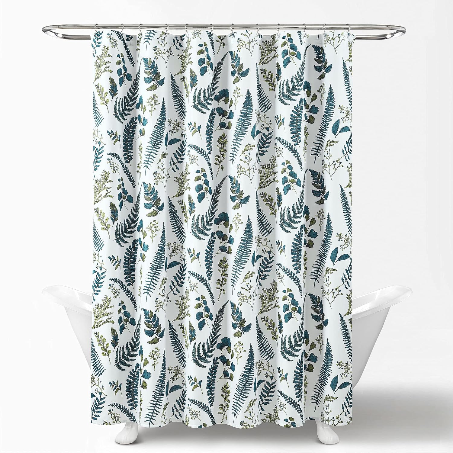 Lush Decor Devonia Allover Shower Curtain, 72" x 72", White & Green