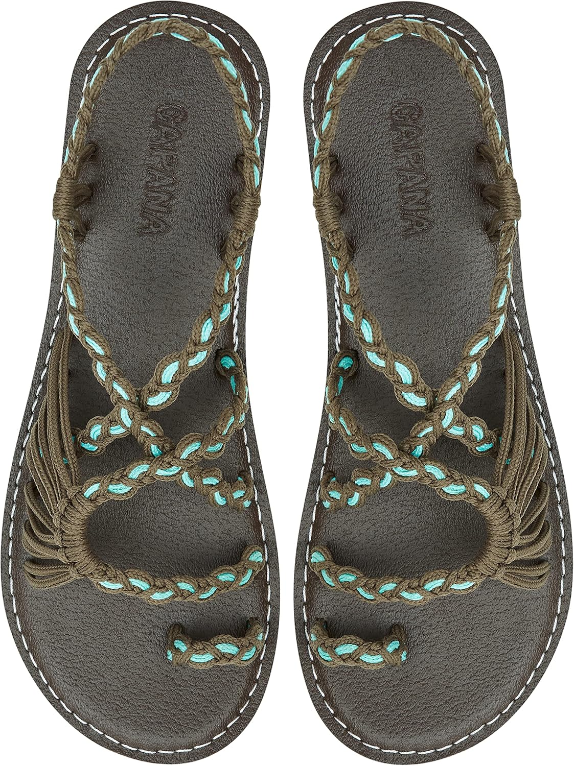 Capana Woven Women's Flat Sandals - Strappy Braided Sandals, Beach Sandals for Women Dressy Summer, Rope Bohemian Sandals, Spring Casual Womens Shoes, Comfy Boho Flats for Teen Girls  Commune