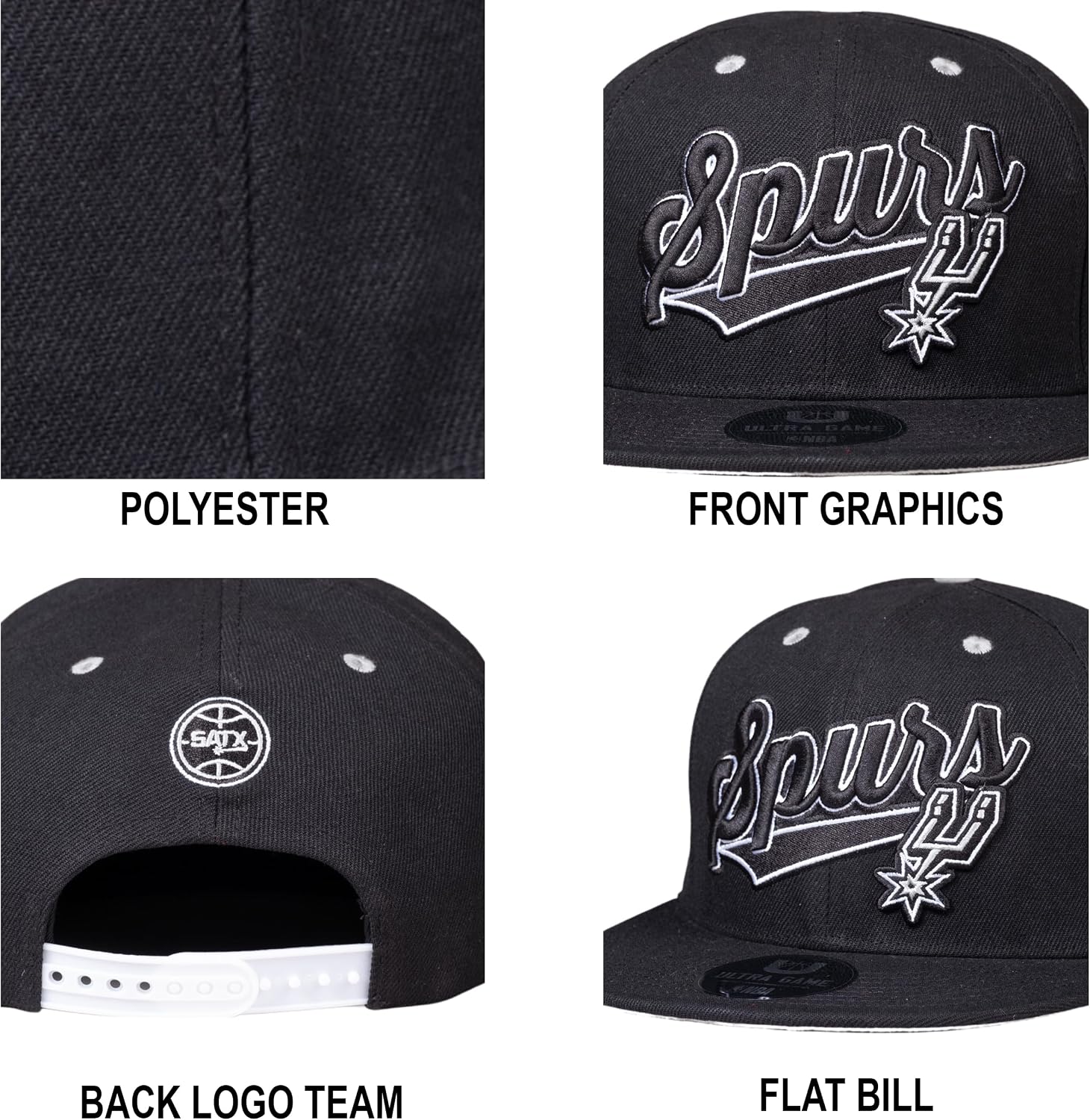 Ultra Game Men’s NBA Official Snap Back 3D Embroidered Team Logo Baseball Cap Hat