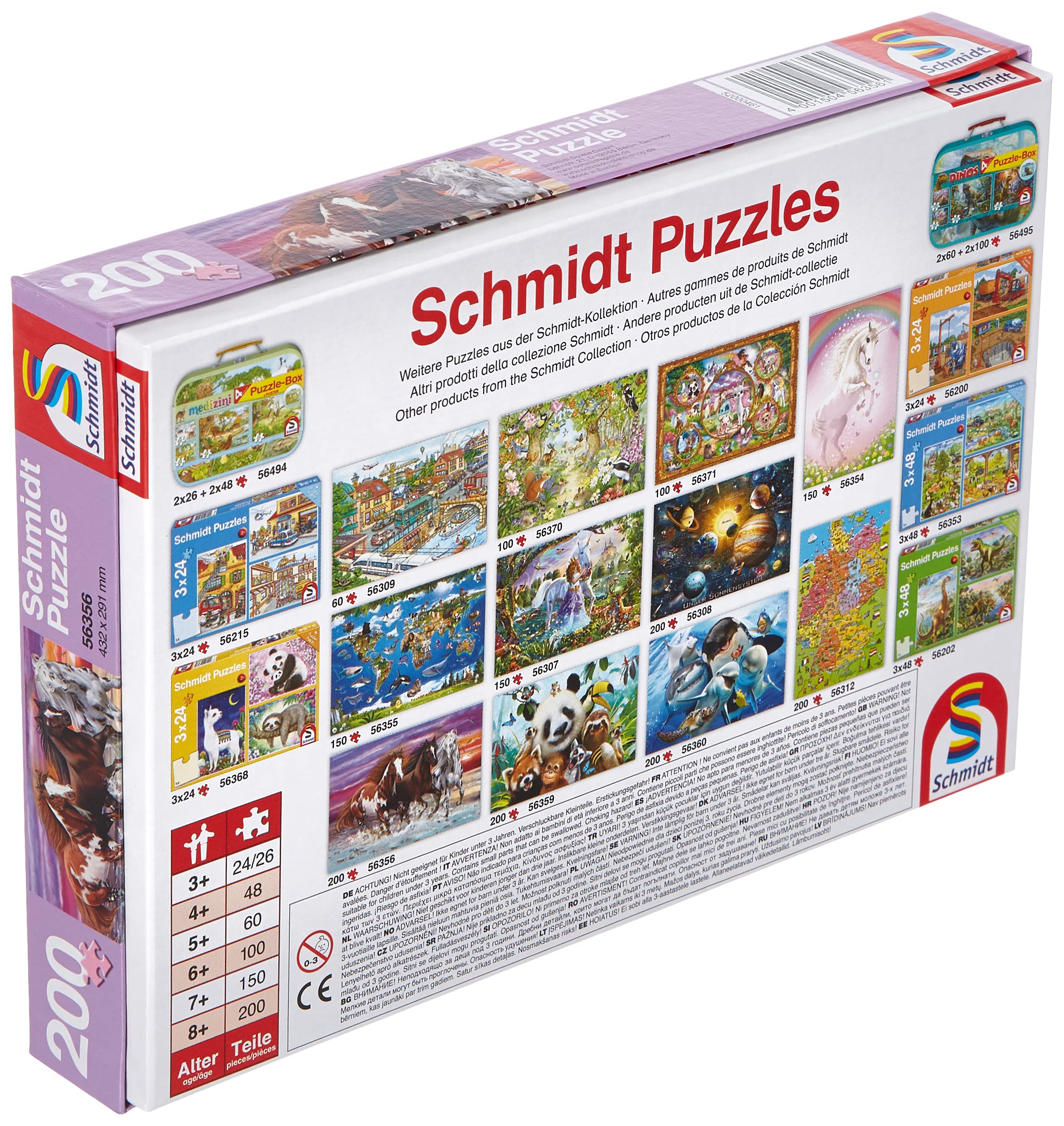 Schmidt Spiele- Horse Puzzle da 200 Pezzi con Cavalli Selvatici, Multicolore, 56356