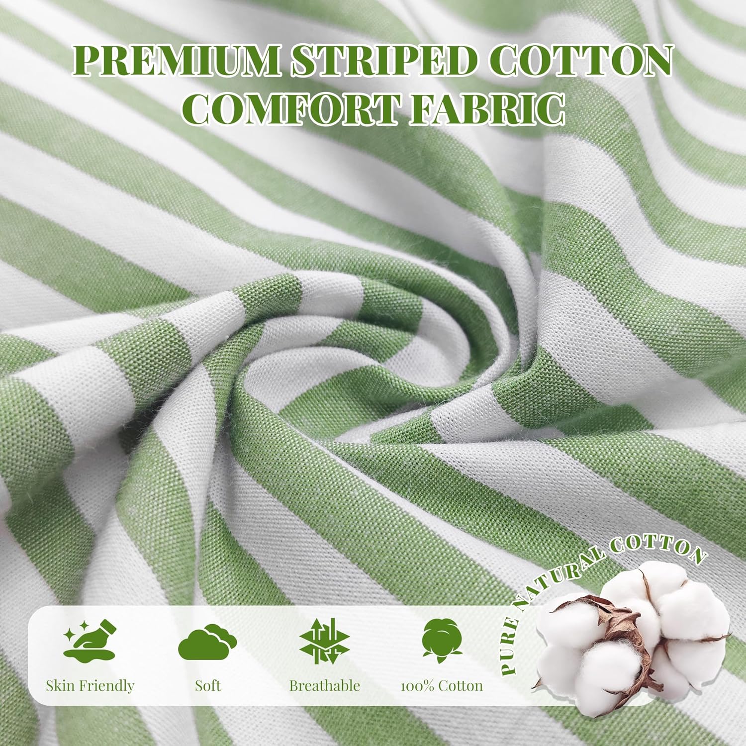 U2SKIIN Womens Striped 100% Cotton Pajama Pants, Soft Lounge Pj Bottoms with Pockets Lightweight - Image 2