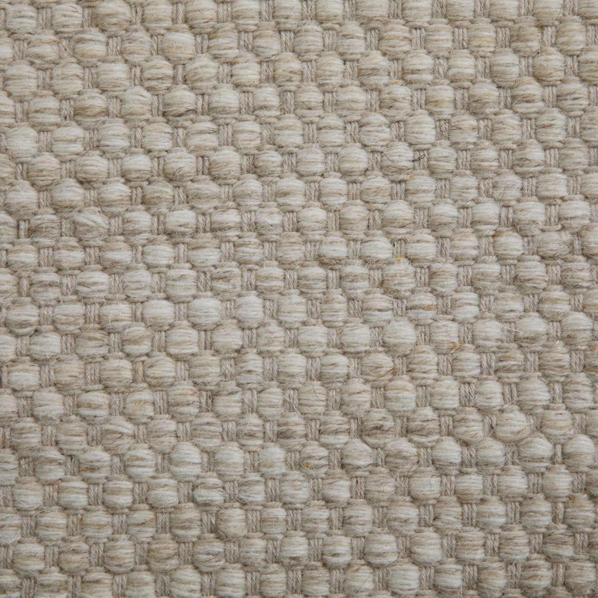 Steffensmeier Handweb Teppich Berlin | Wolle, Beige, handgewebt, Größe: 60x120 cm Wohnzimmer und Schlafzimmer
