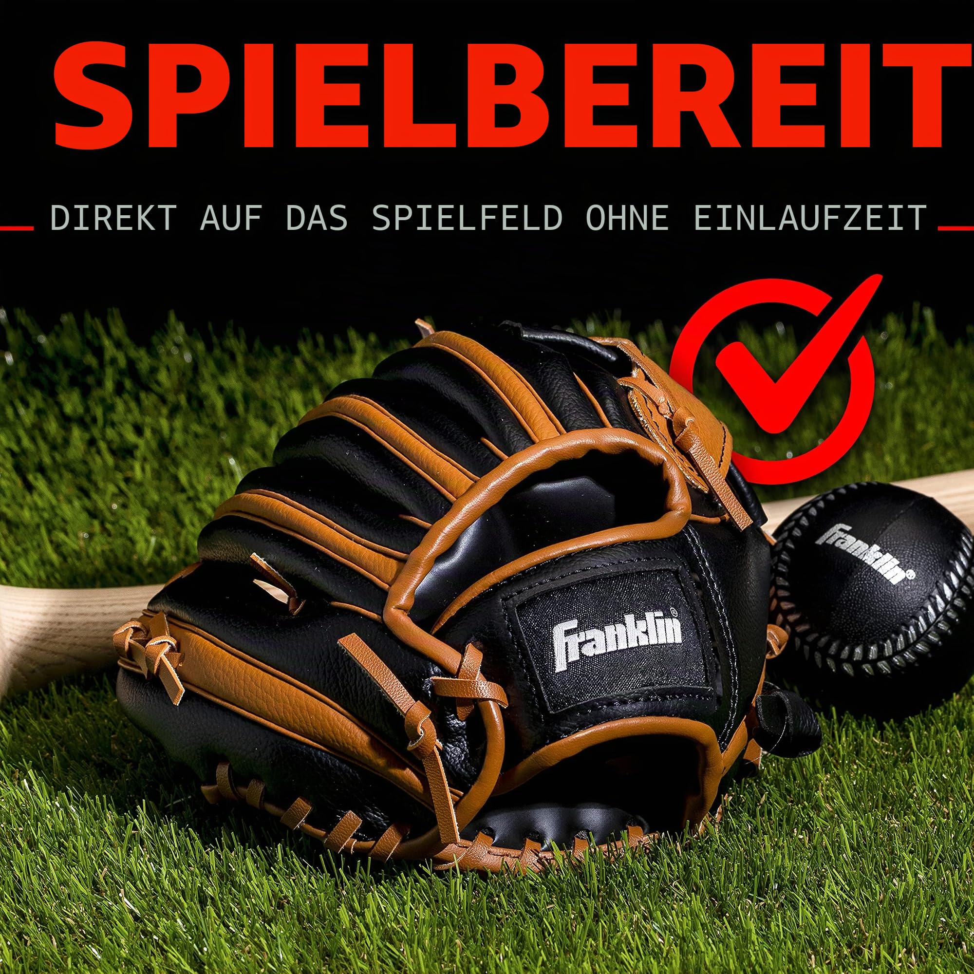 Franklin Sports RTP Kinder Baseballhandschuhe – Teeball-Handschuh + Ball Set – Jungen + Mädchen Teeball Handschuh Set – Kinder + Kleinkinder – 24,1 cm