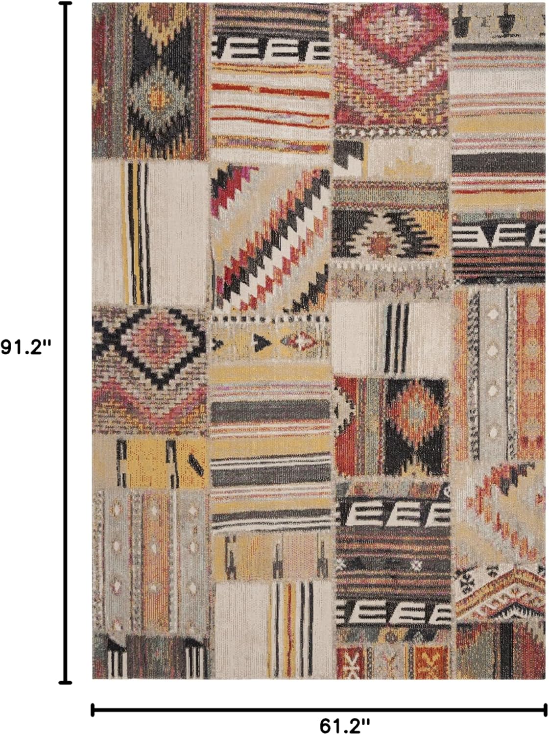 SAFAVIEH Montage Collection Area Rug - 5'1" x 7'6", Taupe & Multi, Boho Design, Non-Shedding & Easy Care, Indoor/Outdoor & Washable-Ideal for Patio, Backyard, Mudroom (MTG223B)