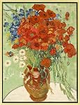 Wieco Art Framed Art Giclee Canvas Imprimés de Poppies Rouges et Daisies Canvas Imprimeries Mur Art de Van Gogh Peintures Reproduction abstraite Artwork for Wall Decor Golden Frame