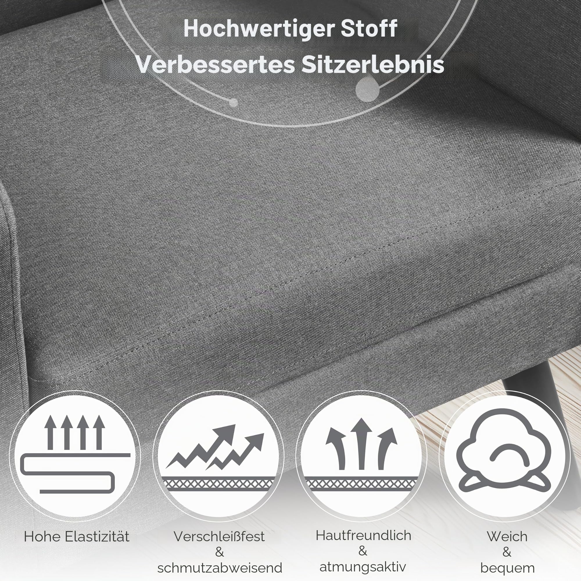 Yaheetech Relaxsessel mit Holzbeinen Ruhesessel Ohrensessel Polstersessel Einzelsofa Fernsehsessel bis 136 kg Belastbar fürs Wohnzimmer