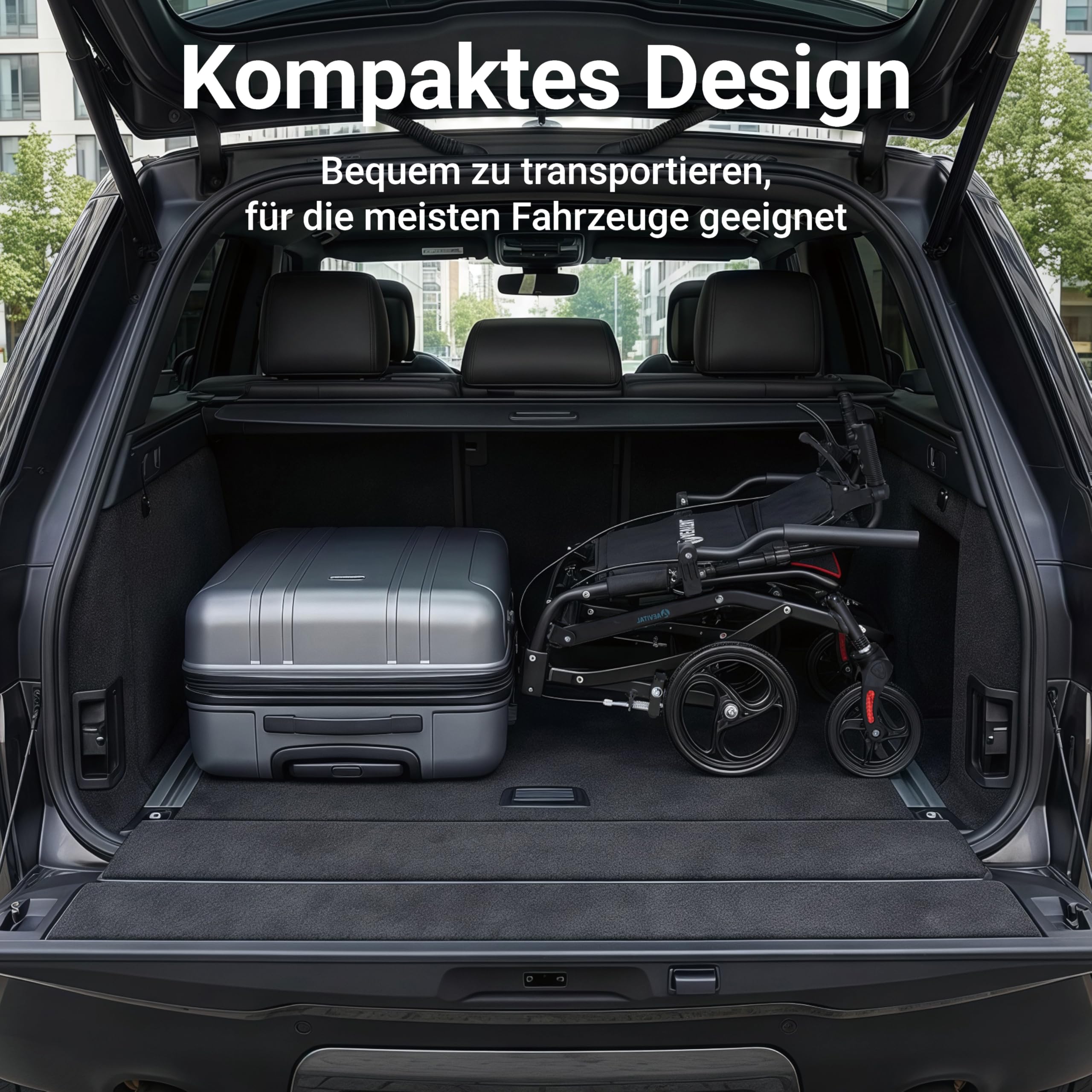 Rollstuhl Leicht Faltbar Schmal Rollstühle bis 100 kg | Klappbarer Rollstuhl mit Verstellbarer Höhe, Ergonomischen Griffen, 360° Rädern, Schmaler für Wohnung und Reisen