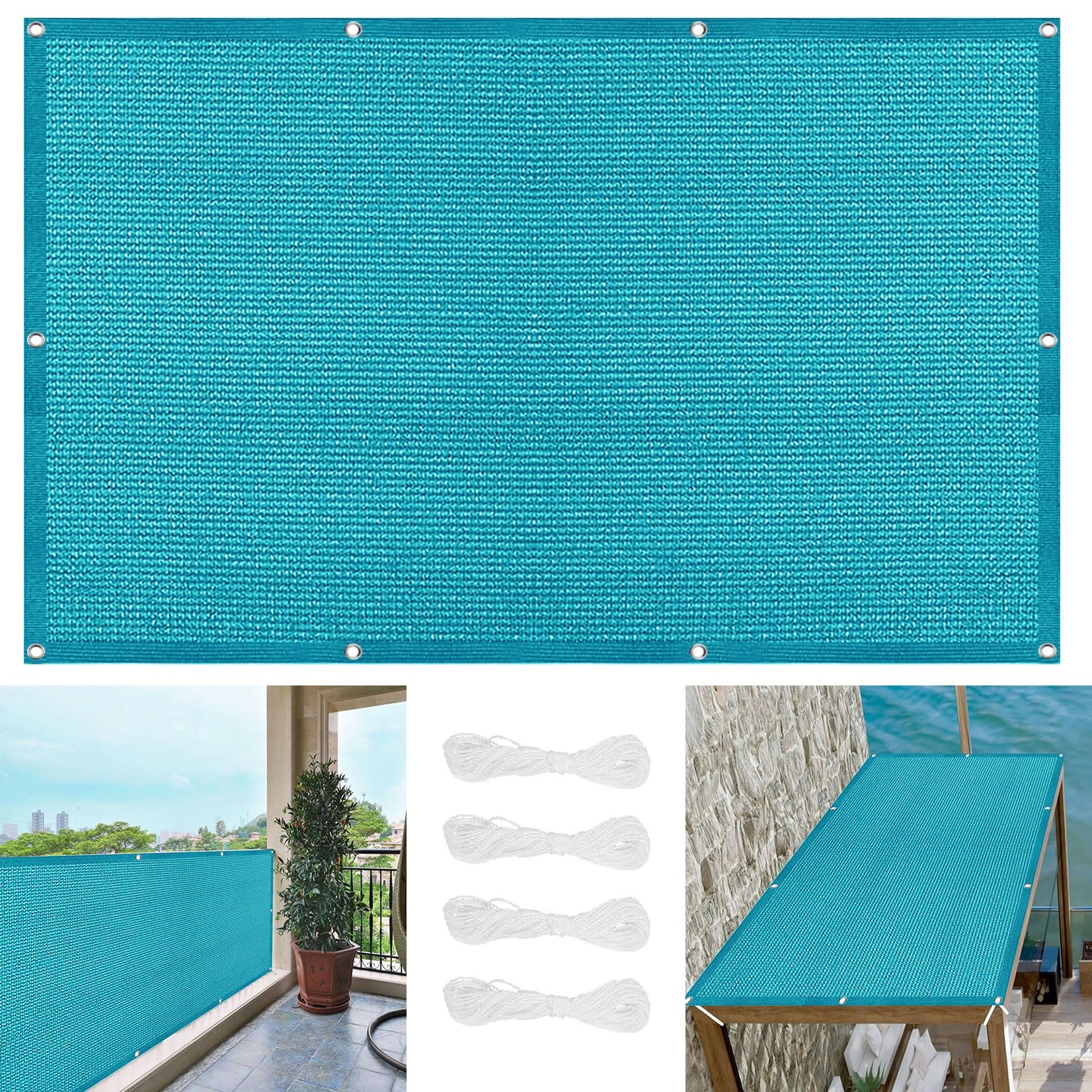 Auvent d'ombre perméable 60x1000 cm stoppant 95% des UV avec oeillets résistants