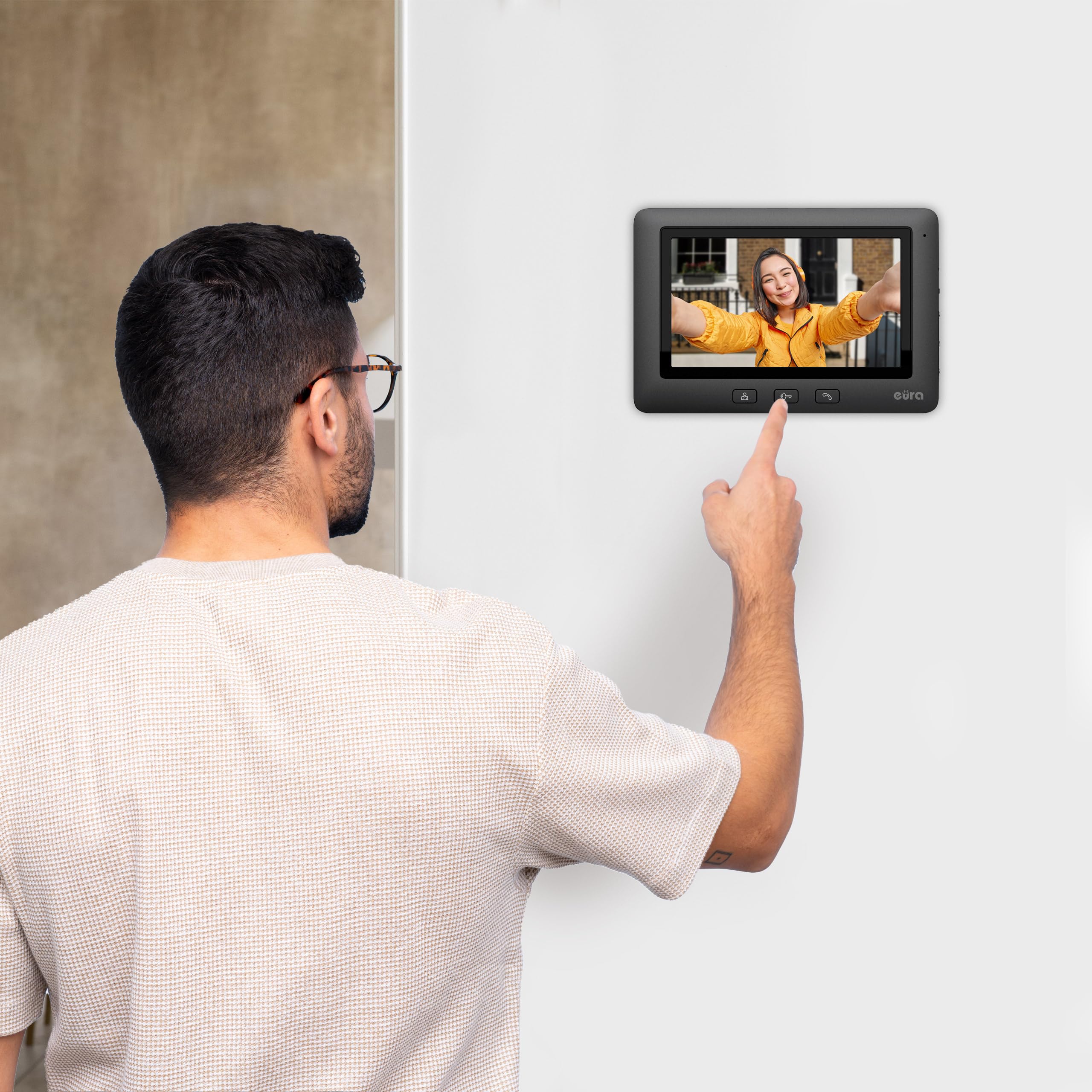 Eura VDP-45A3-TY Alpha+ Tuya videoportero WiFi, 4 Hilos, Monitor en Color de 7 Pulgadas, Negro