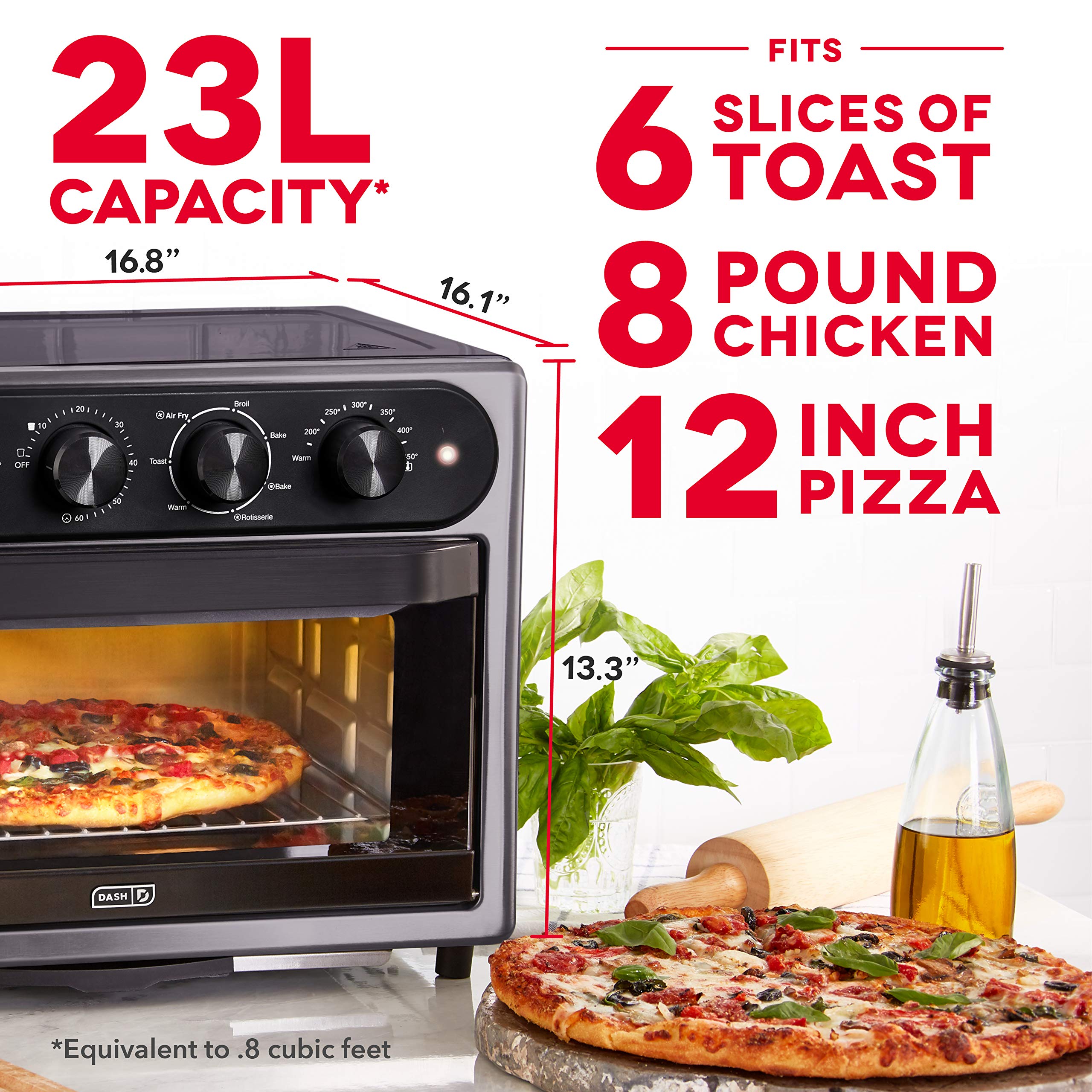 Dash Chef Series 7 in 1 Convection Toaster Oven Cooker, Rotisserie