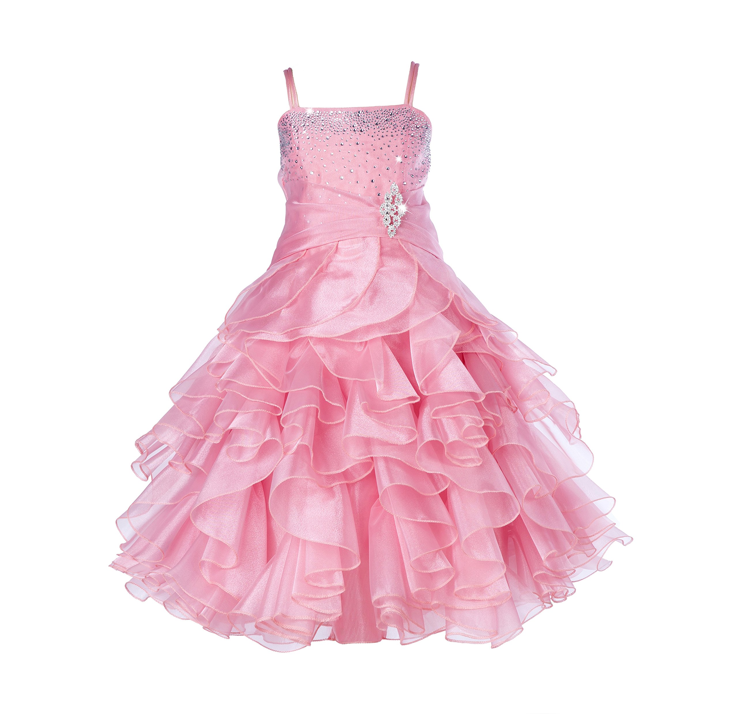 ekidsbridal Rhinestones Organza Layers Junior Flower Girl Dresses Christening Dress 164S 10