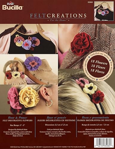 Bucilla "Rose & Pansy 85085 - Kit de adornos de flores decorativas de fieltro