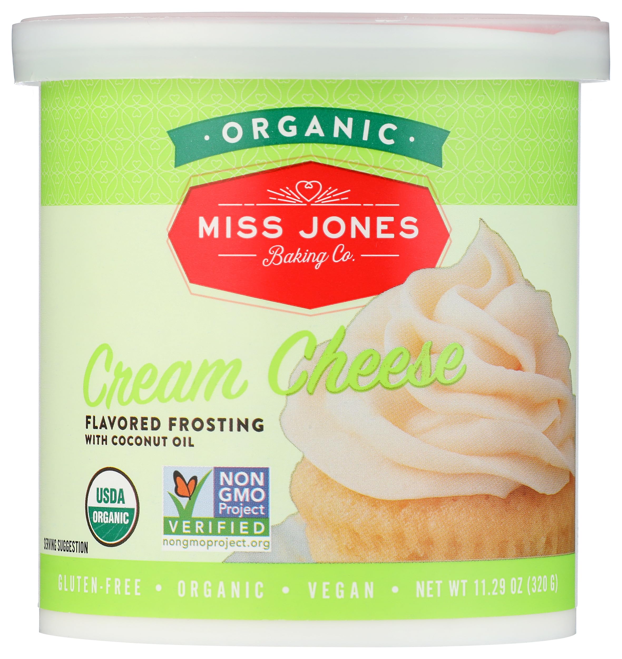 Miss Jones Baking Organic Buttercream Frosting, Perfect for Icing and Decorating, Vegan-Friendly: Cream Cheese (Pack of 1)