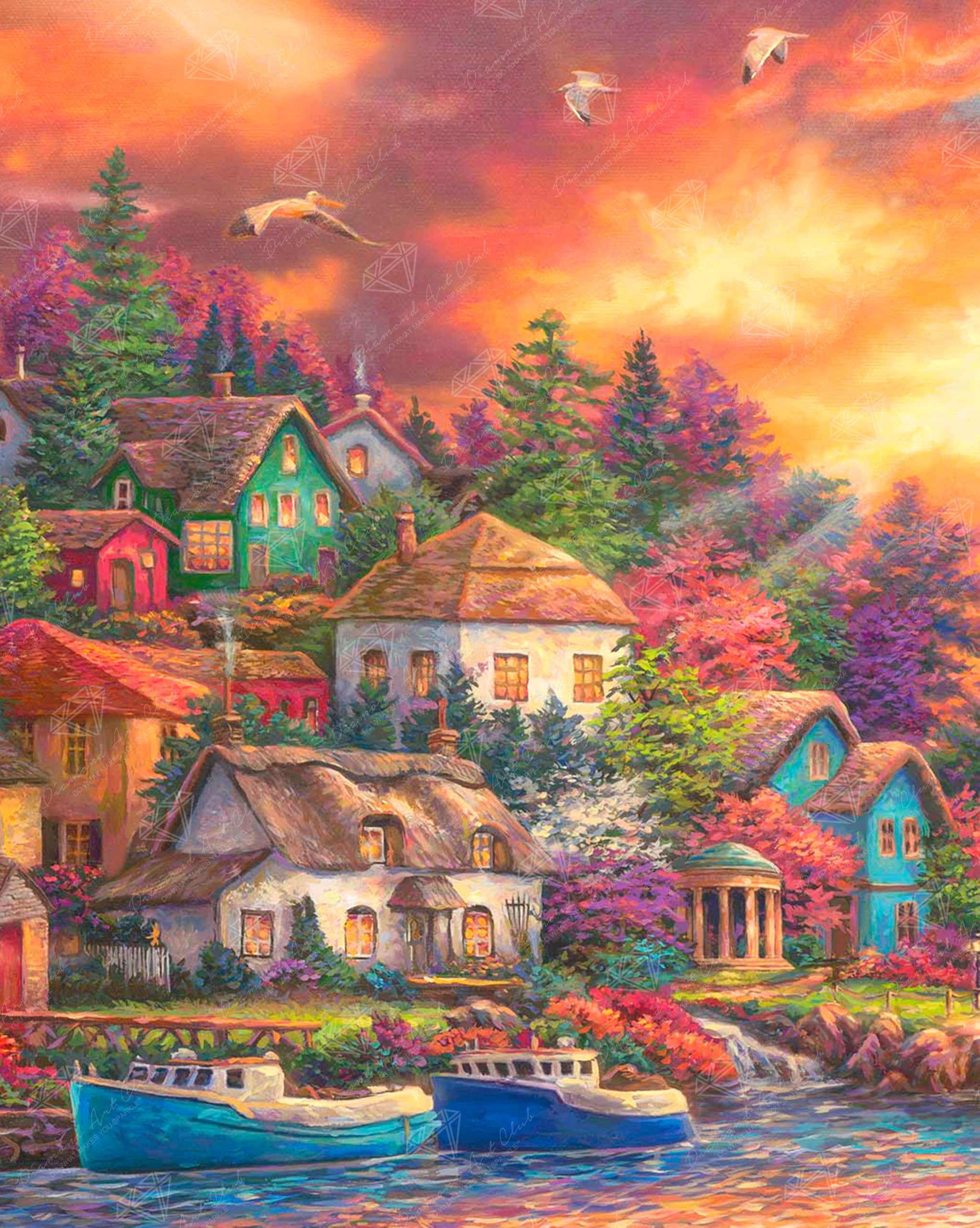 Amazon.com: DIAMOND ART CLUB Sunset Harbor Haven Diamond Painting