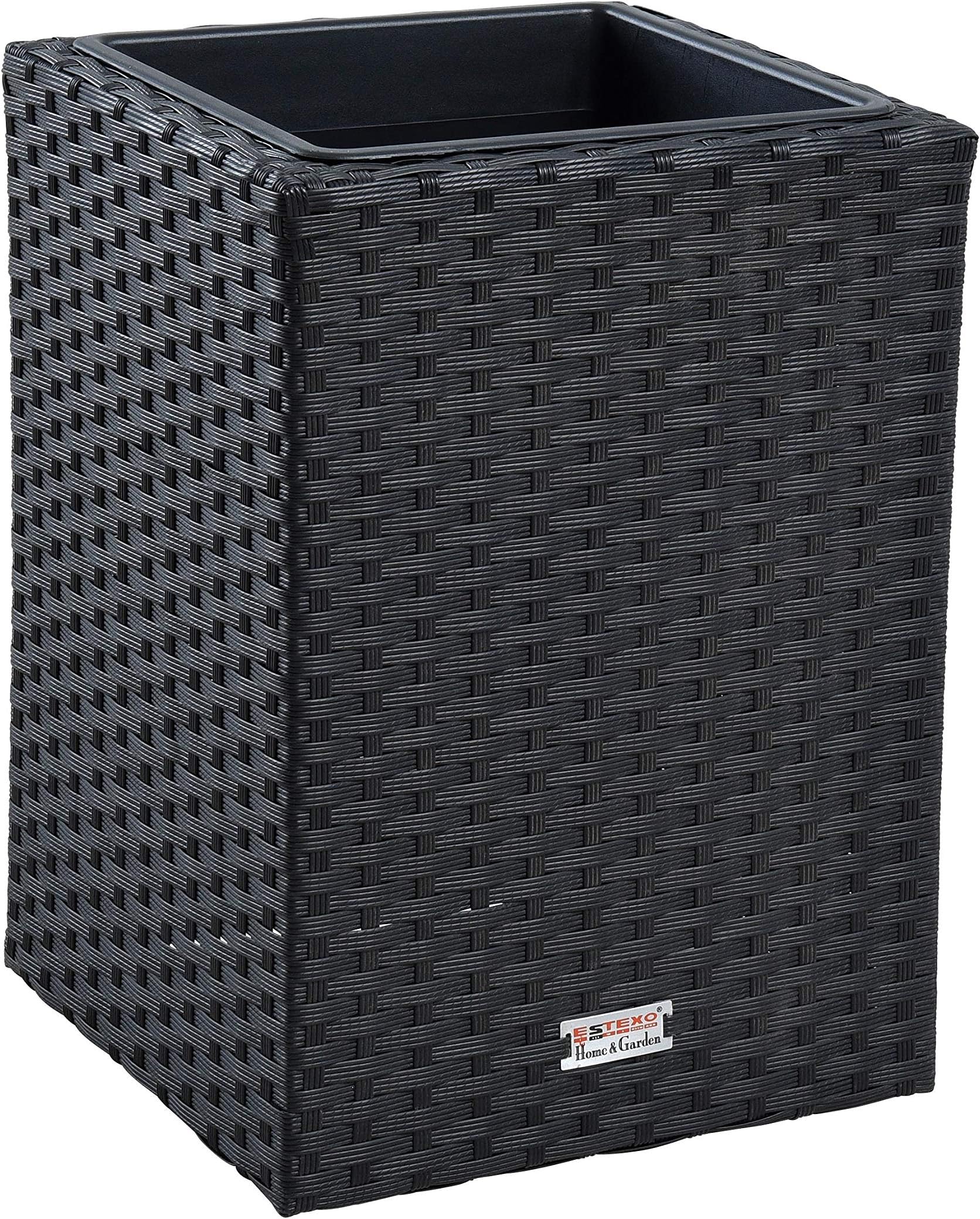 Elegant Einrichten Pflanzkübel Aus Polyrattan – Schwarz, D30xH30cm, Handgeflochten Mit Metallverstärkung