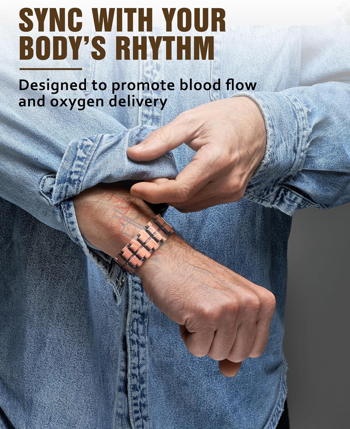 Jecanori 3X Strength Copper Magnetic Bracelet for Men,Pure Copper Bracelet Included Adjustable Sizing Tool - Image 2