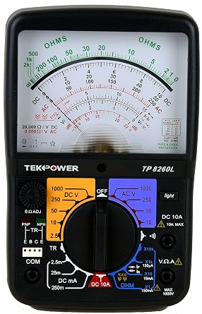 Tekpower TP8260L مقياس متعدد تناظري مع ضوء خلفي ، وحوض فحص ترانزستور