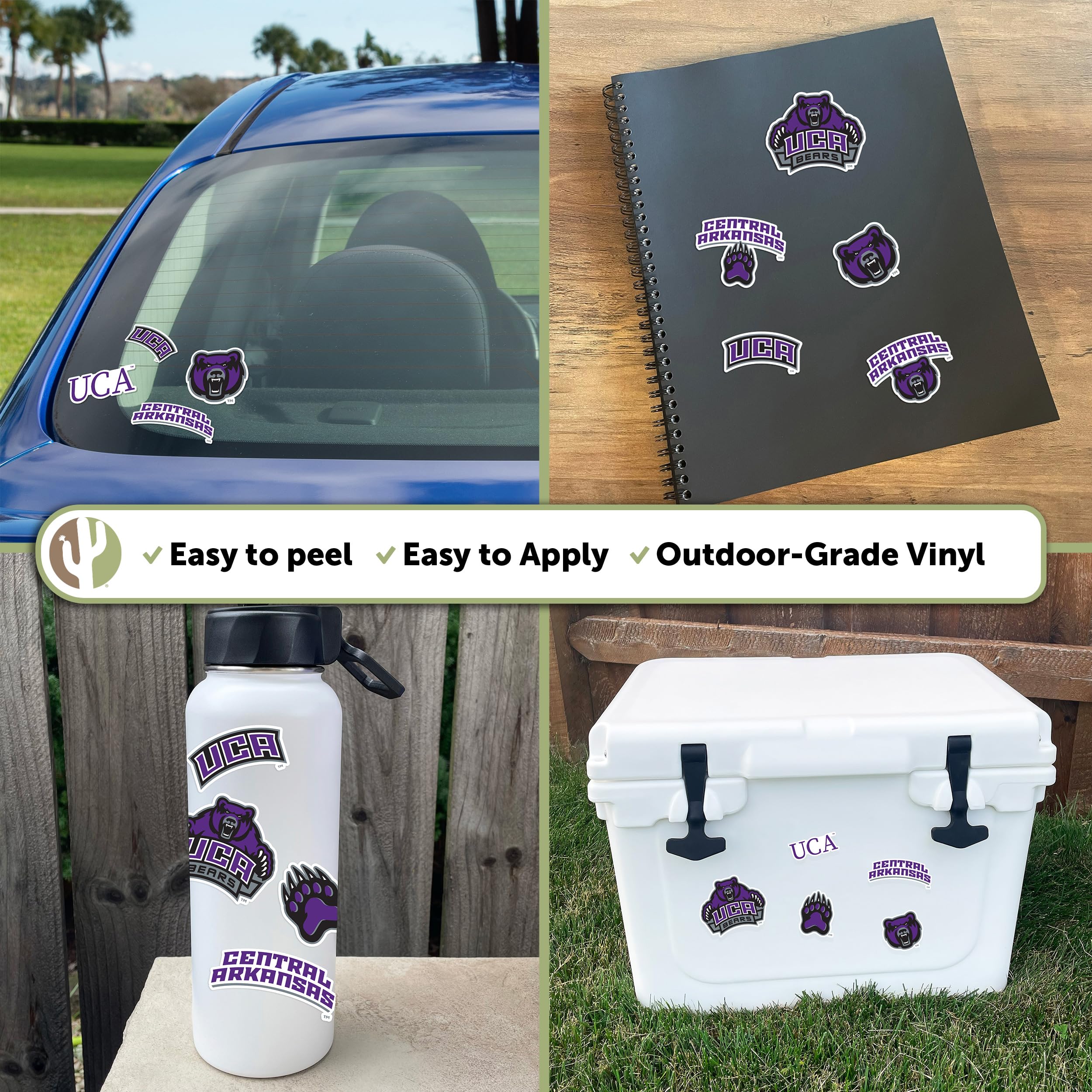 Desert Cactus University Of Central Arkansas Bears Sticker Sheet - 9 Vinyl Decals, Officially Licensed