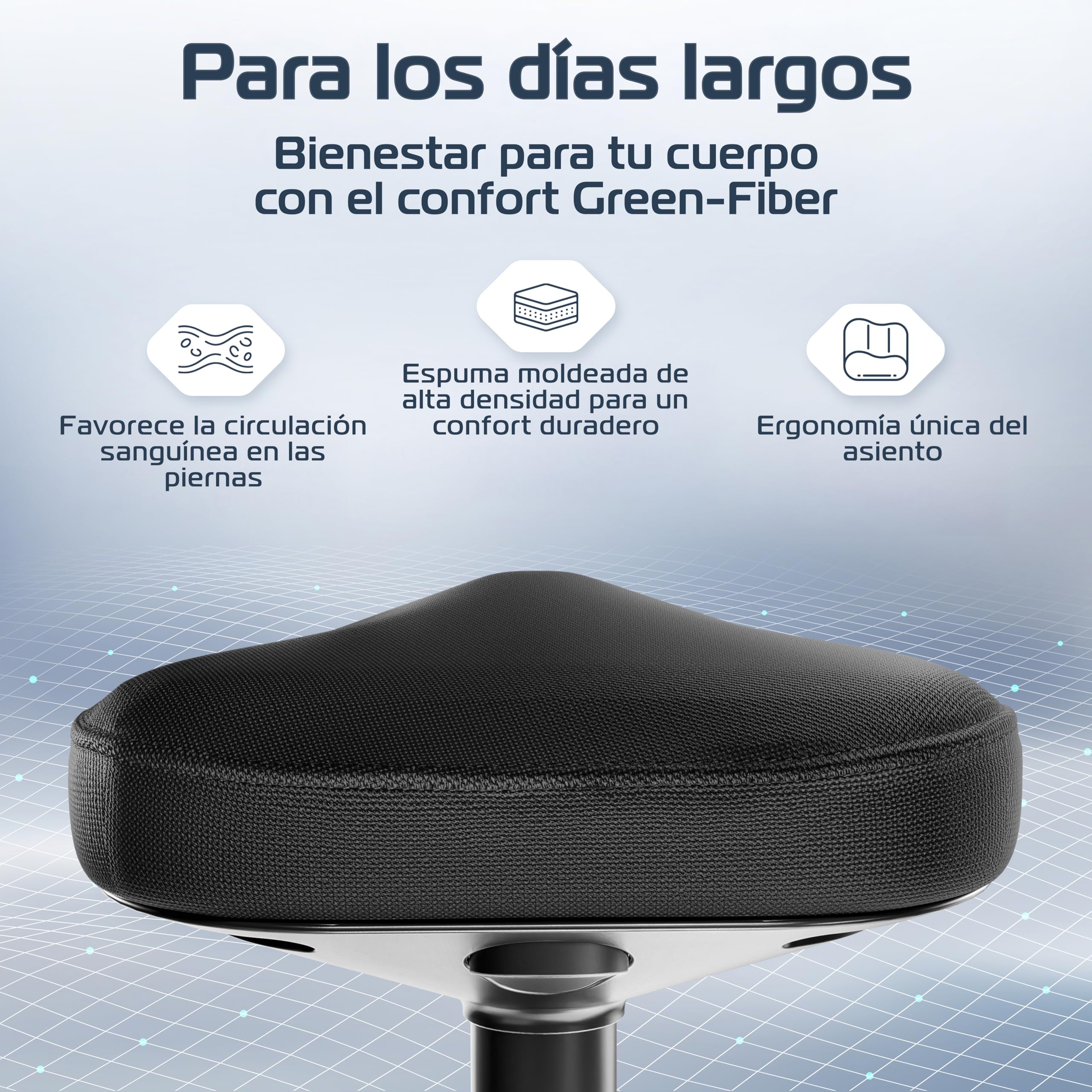CLOUVOU Nexus Taburete ergonómico de Oficina [Original] Taburete Regulable | Regulable en altura 47cm a 64cm - Taburete diseño como Taburete Taller - Taburete Alto o Taburete Acolchado, Ajustable Altura