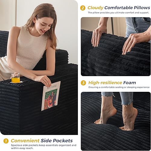 Miniatura 7 de MAXYOYO Sofá modular de 104 pulgadas con diván en forma de L, moderno sofá deshuesado para sala de estar, sofá en una caja, sofá cama de gran tamaño