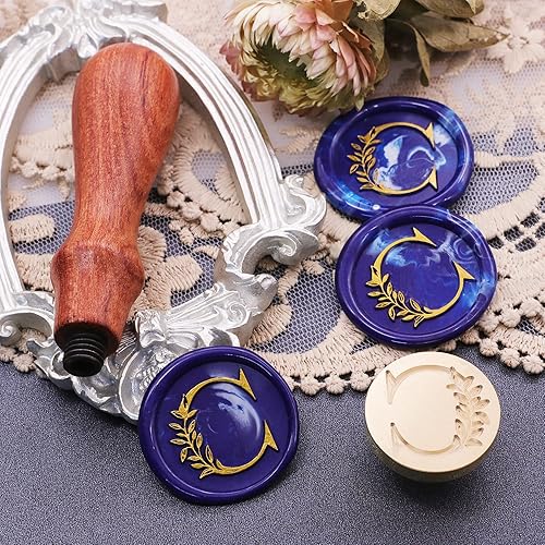Miniatura 4 de SWANGSA Sello de cera con letra inicial del alfabeto C, sello de sellado de letras botánicas elegantes vintage para invitación de fiesta de boda,