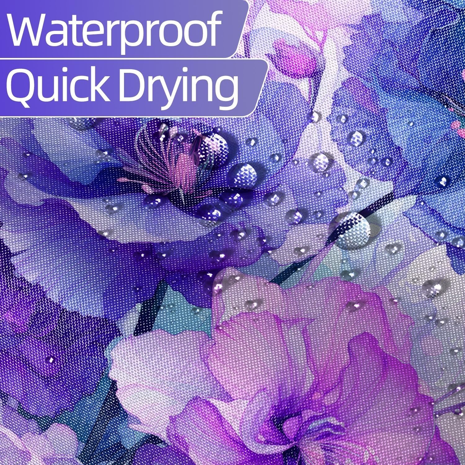 Dark Blue Shower Curtain for Bathroom Rose Floral Shower Curtain Set with Hooks Abstract Purple Pink Flowers Bathtub Decor Waterproof Fabric Curtains 72x84inches