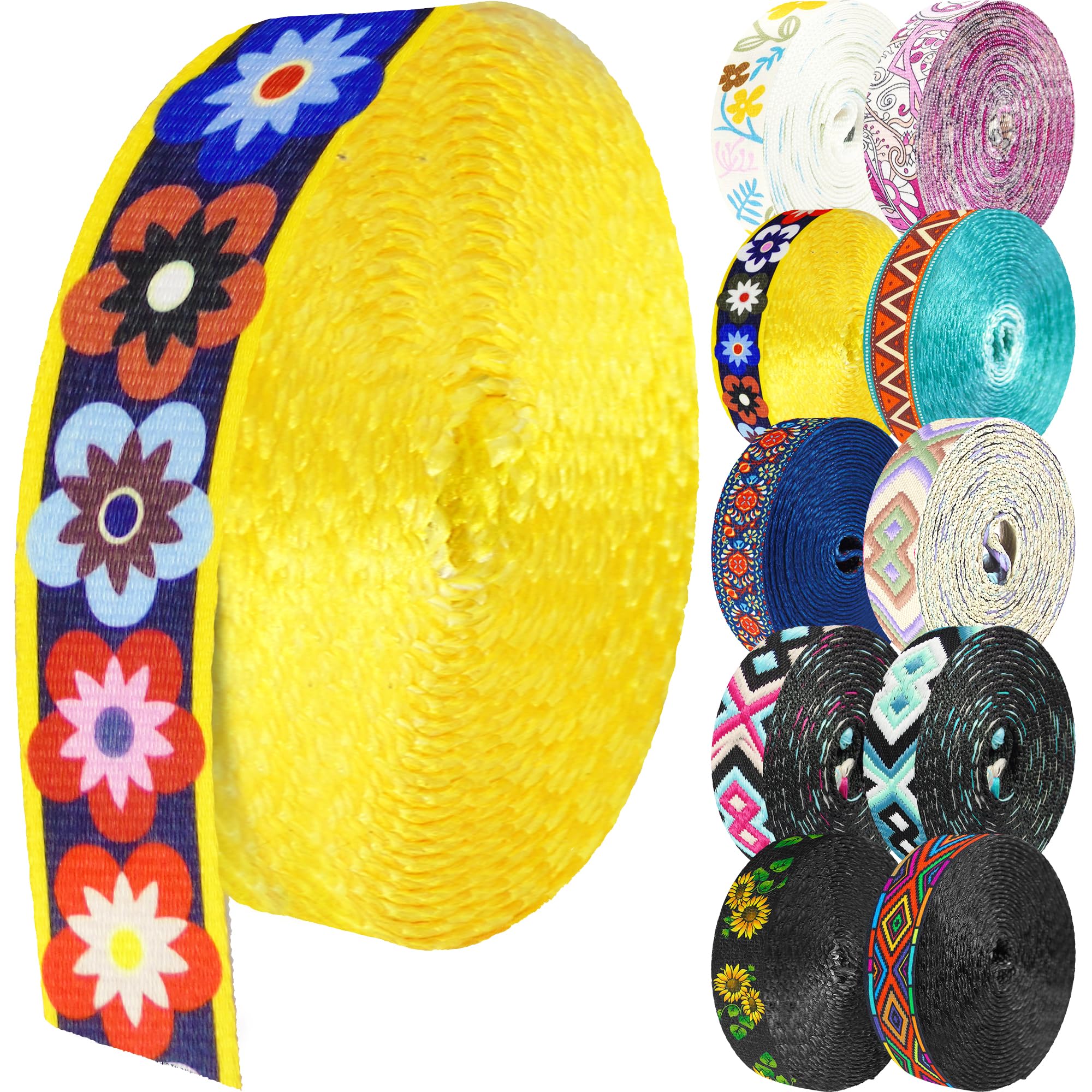 Grosun 1.5 inch Patterned Nylon Webbing Belt Webbing Straps Purse Straps Backpack Straps Nylon Belt