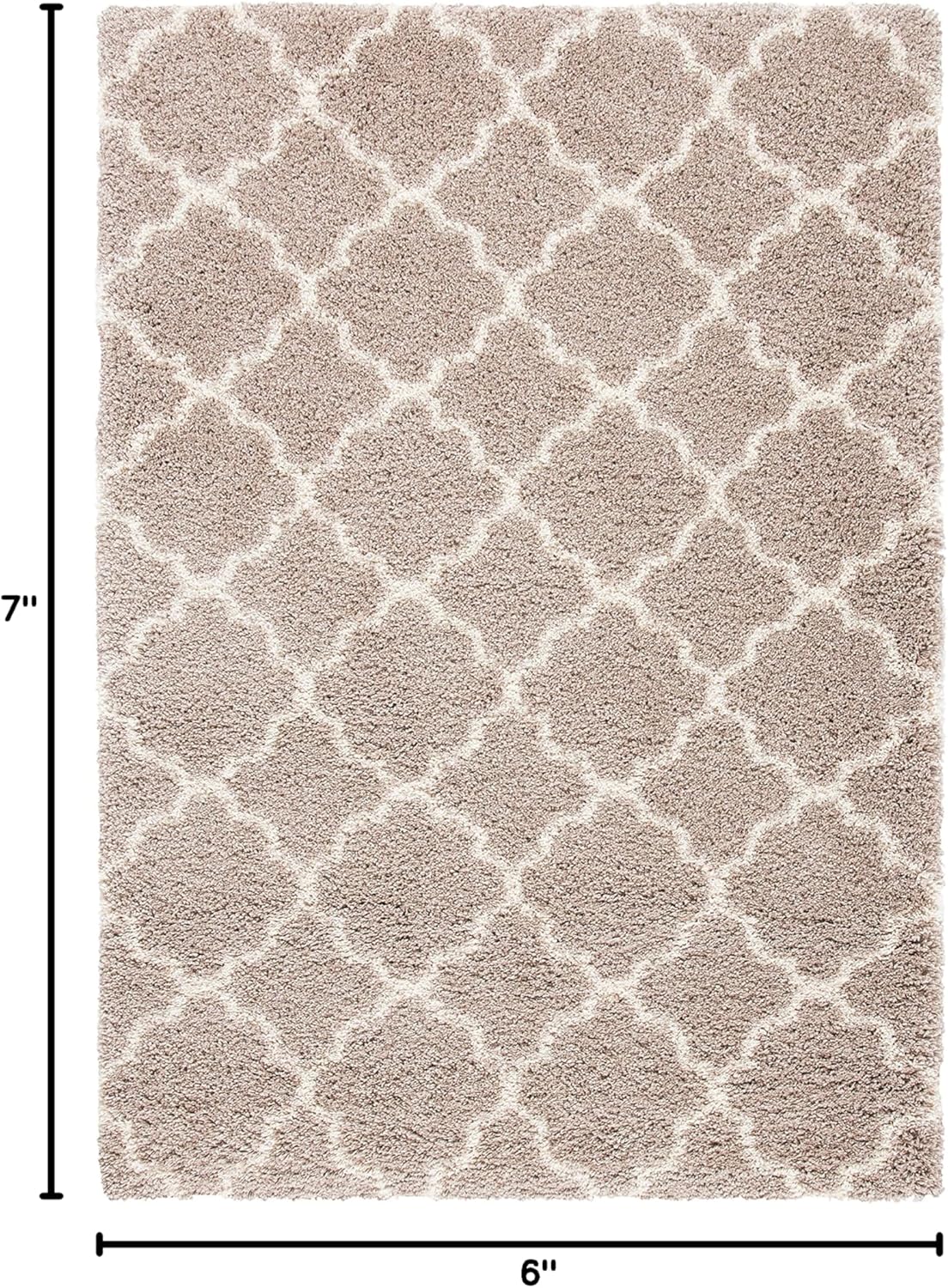 SAFAVIEH Hudson Shag Collection Area Rug - 5'3" x 7'6", Beige & Ivory, Moroccan Trellis Design, Non-Shedding & Easy Care, 2-inch Thick Ideal for High Traffic Areas in Living Room, Bedroom (SGH282F)