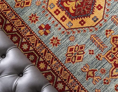 Miniatura 5 de Unique Loom Sahand Collection - Alfombra de área Shapur (2' x 6' 2", color azul claromarrón claro)