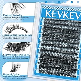 KEVKEV Lash Clusters 144 Pcs Eyelash Clusters Wispy Natural Cluster Eyelash Extension Thin Band & Soft Mix Length Lashes DIY Lash Extensions at Home Easy to Apply(Cirrus,8-18mix)