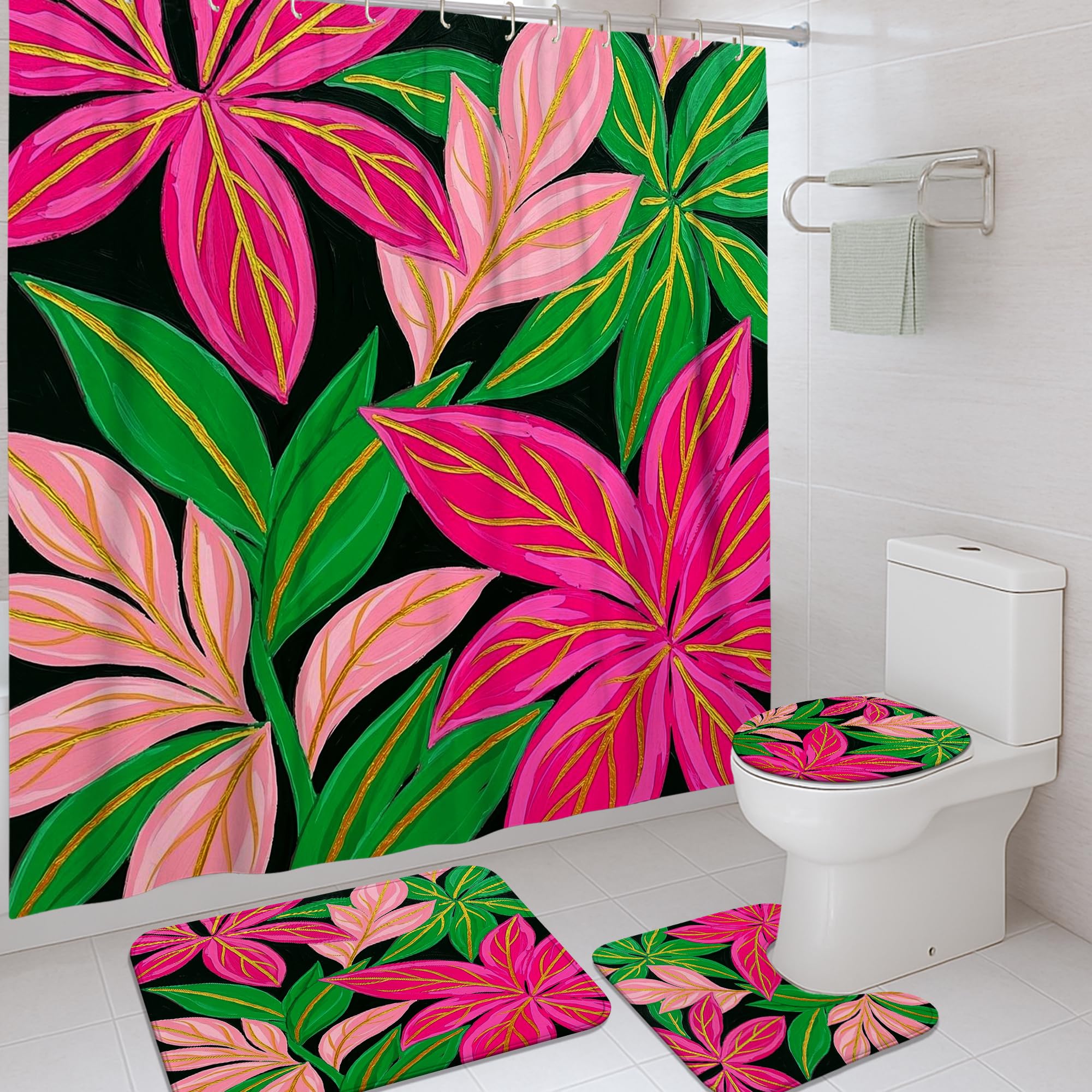 Rideau de douche fleurs tropicales pour une ambiance spa à la maison