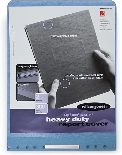 Miniatura 4 de GBC ACCO PRESSTEX - Cubiertas de informes, encuadernado superior, centros de 2.75 pulgadas, azul claro, 8.5 x 11 pulgadas, 2 por paquete (A7022272A)