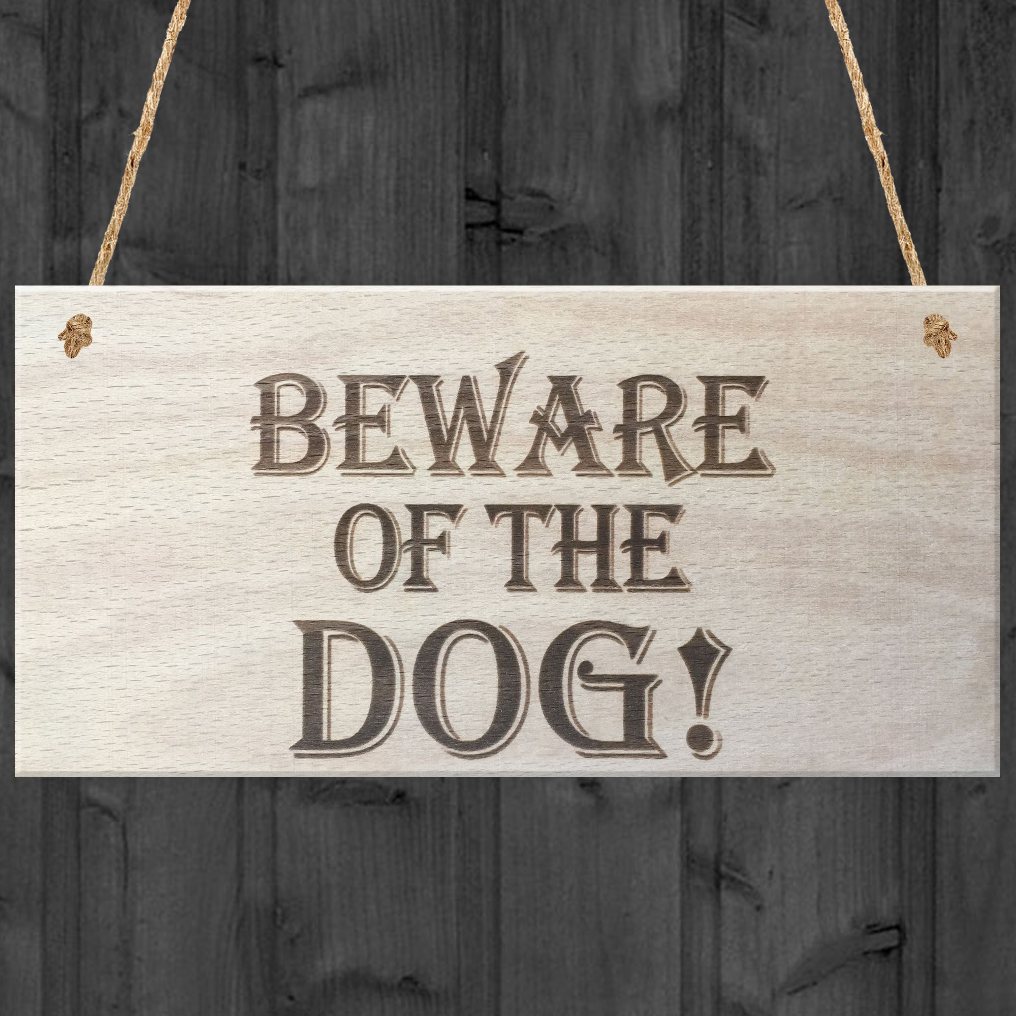 Red Ocean Beware Of The Dog Wooden Hanging Shabby Chic Plaque Gift