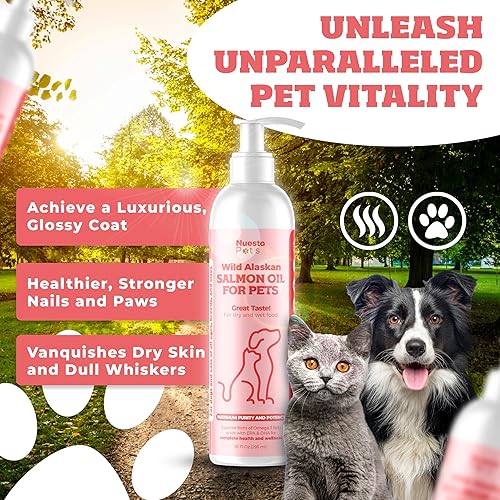Miniatura 2 de Pets - Paquete de 2 mezclas de aceite de salmón salvaje de Alaska para perros y gatos  Omega-3 Boost & Shed Defense  Mejora el pelaje y la piel,