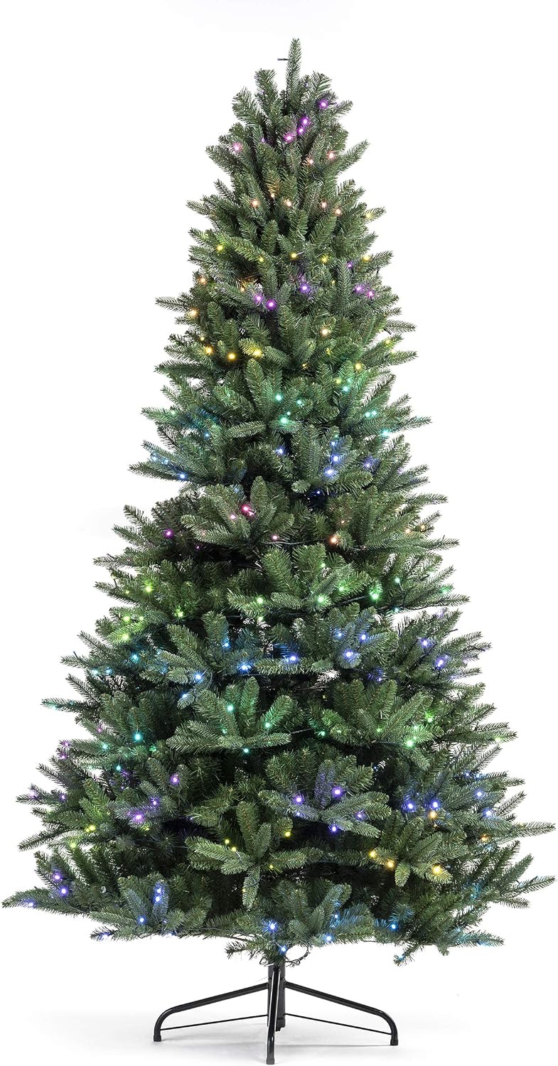 Twinkly Pre-Lit Tree App-Controlled LED Artificial Christmas Tree 400 RGB+W (16 Million Colors + Warm White) 7.5 Feet. Green Wire. Indoor Smart Christmas Lighting Decoration