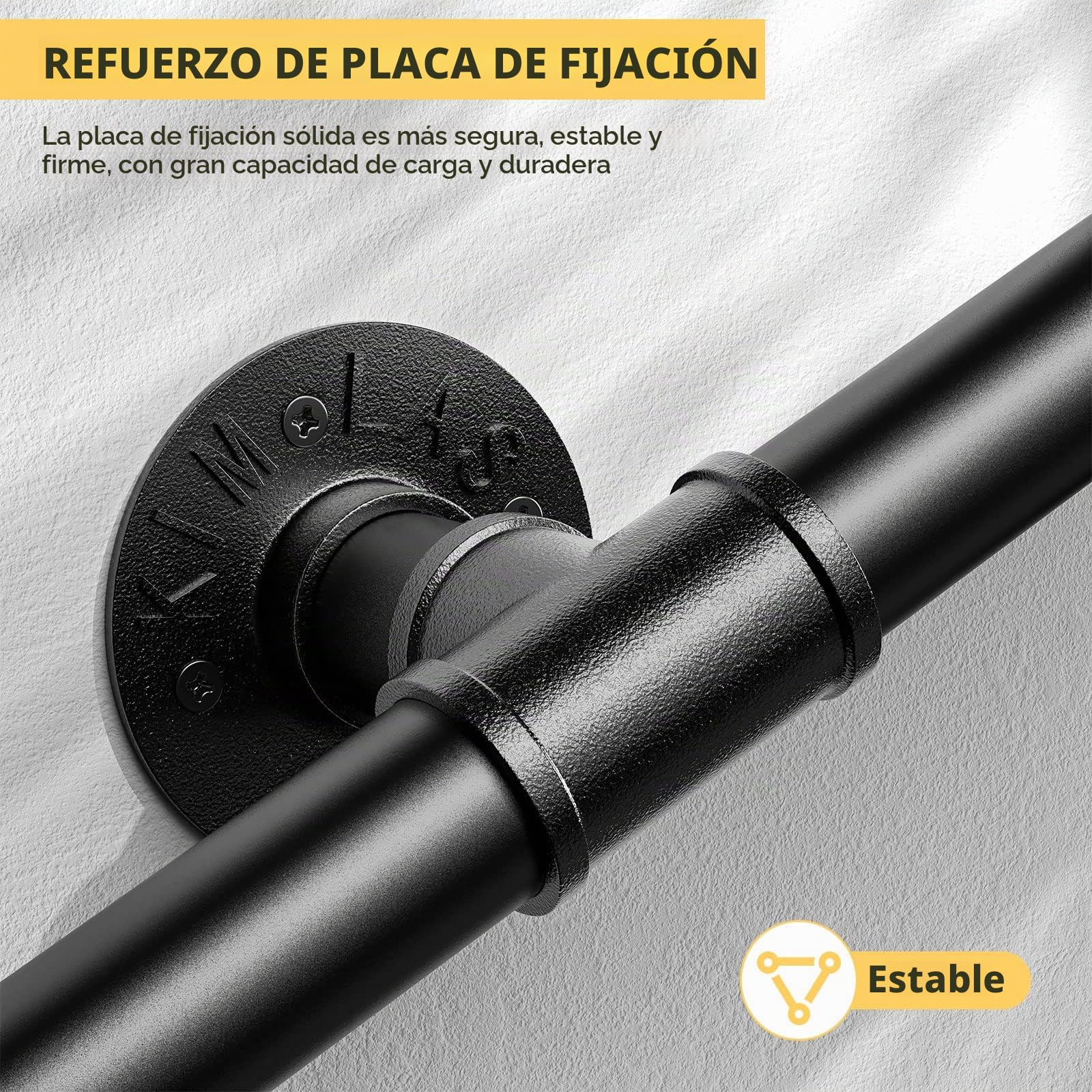 Pasamanos Escalera, Aomdom Pasamanos para Escaleras Interior Exterior Barandilla Escalera Negro con tubo de acero Galvanizado Industrial Antideslizante para Cocina Baño Jardín, 2M
