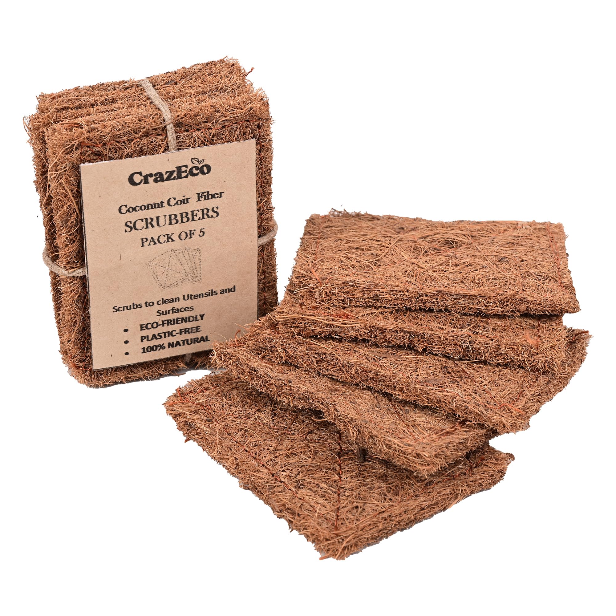 Coconut Coir Scrub Pads, Set of 5, 10 cm x 8 cm, Natural, Plastic-Free, Multi-Purpose, Scratch-Free, Long-Lasting, Stitched, for Dishwashing and Cleaning. (B0DB2484T8) Amazon Price History, Amazon Price Tracker