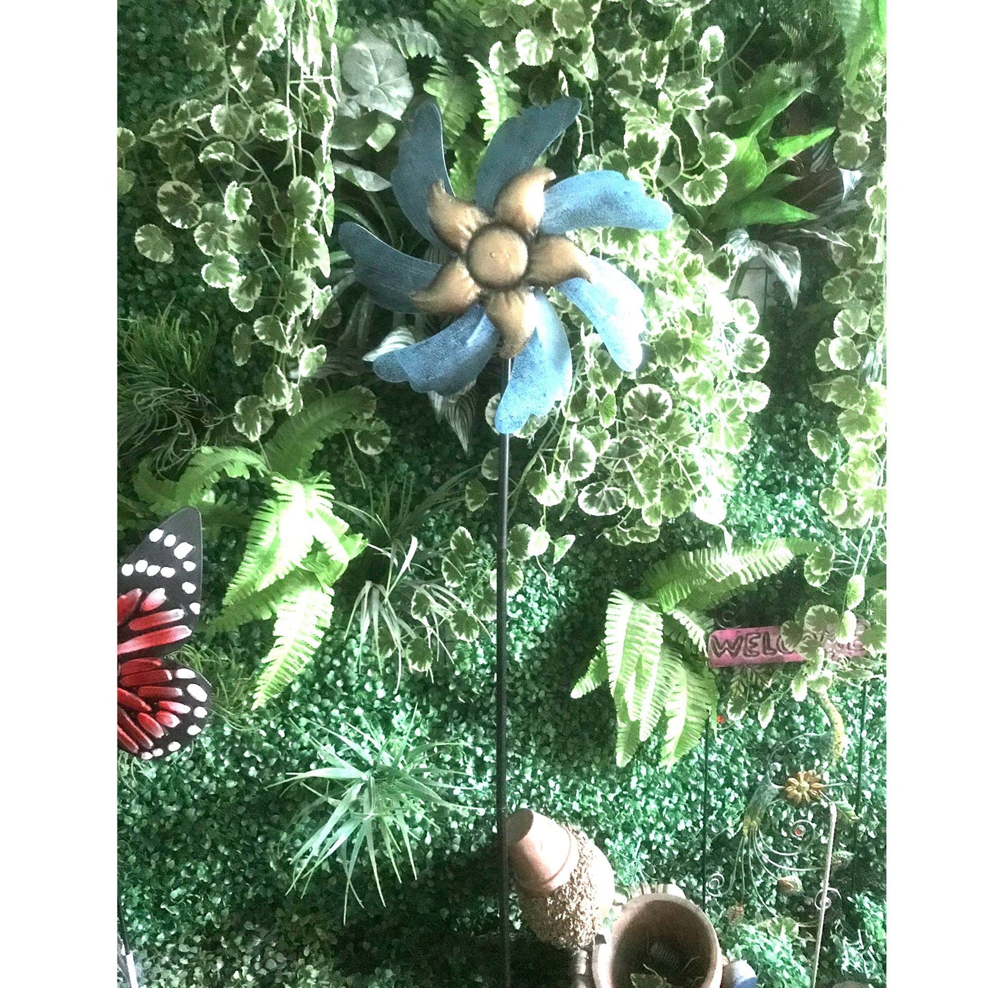 Moulin à vent de 119,4 cm pour terrasse, pelouse et jardin qui vous permettent de ressentir différents effets visuels et de détendre votre humeur (cyan)
